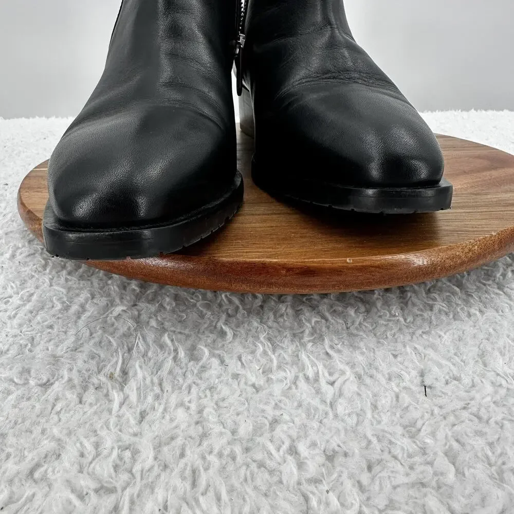 Aquatalia Boots Womens 9.5 Black Leather Fantina Weatherproof‎ Dual Zip Bootie